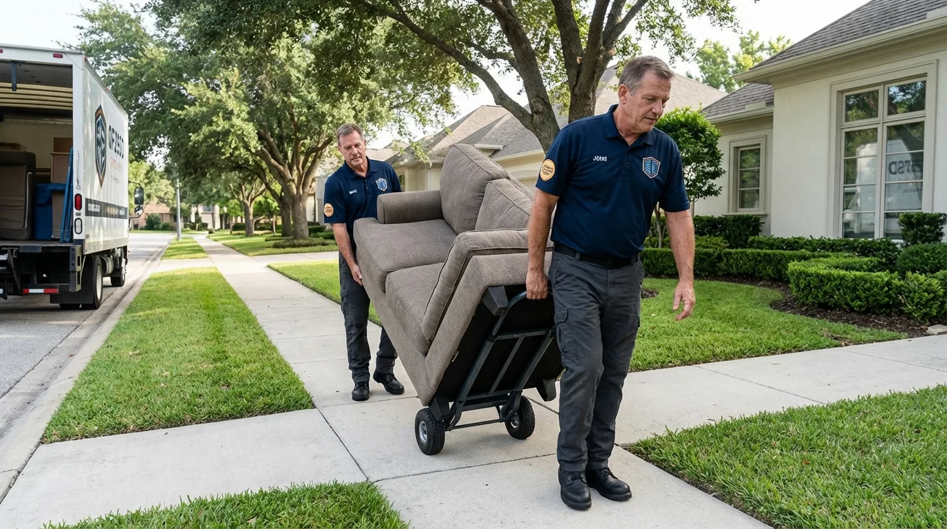 Local residential moving crew loading furniture in Cuyahoga Falls, OH
